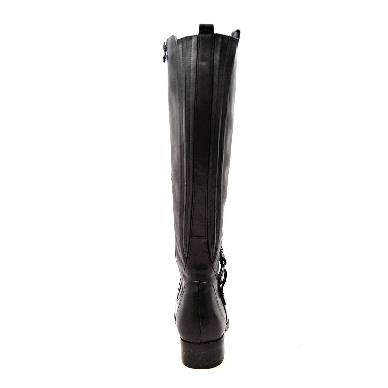 Black patent made to measure leather riding style boots ENGLISH